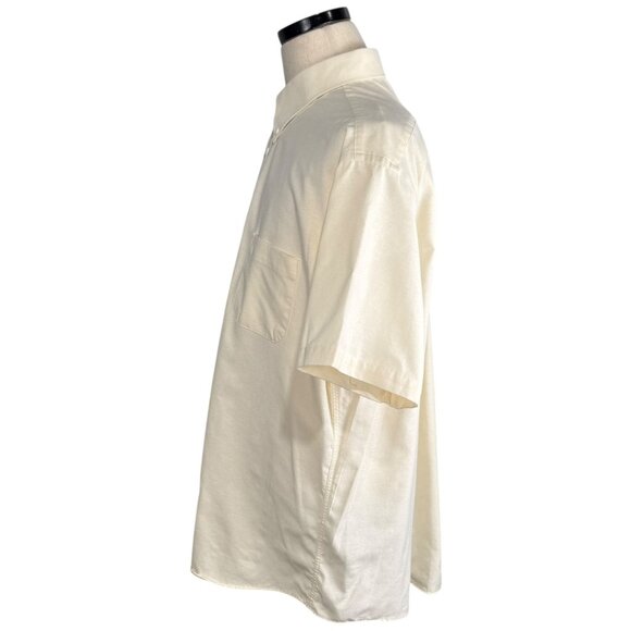 Stafford Wrinkle-Free Button Down Short Sleeve Dress Shirt Cream Oxford 90's XL - Picture 2 of 7